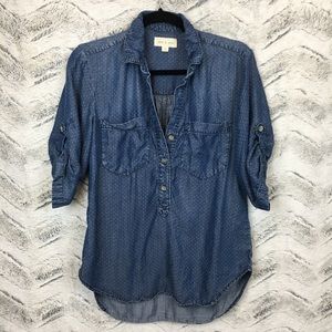 Cloth & Stone Polka Dot Chambray Button Down